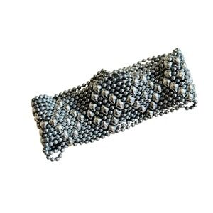 Sergio Gutierrez SG Liquid Metal Bracelet Bold Statement Chunky Silver Tone 7"